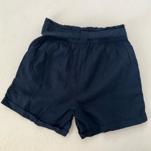 Navy High Rise Paper Bag Shorts - Picture 3 of 4